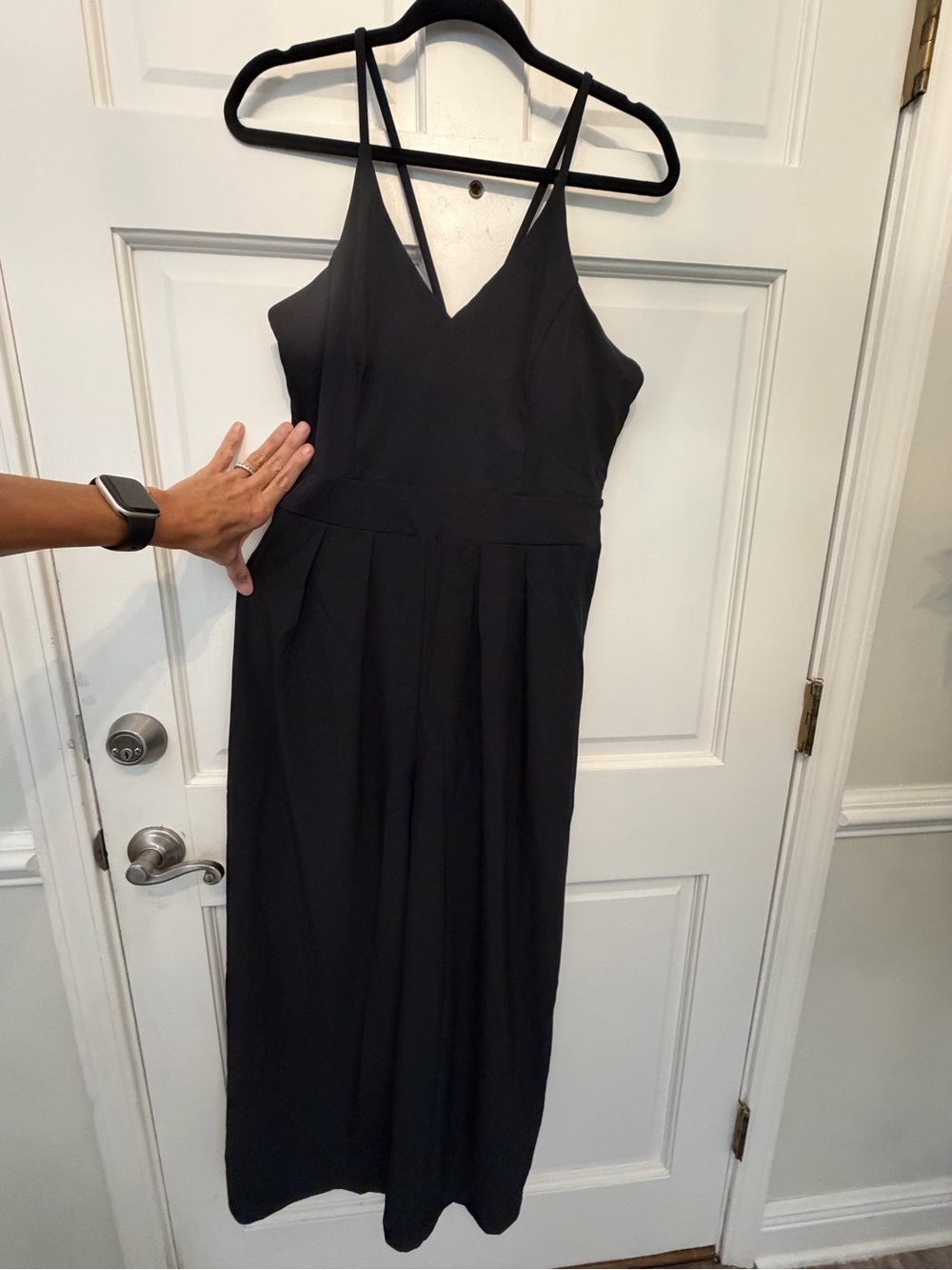 Halara Classic Black V-Neck Spaghetti Strap jumpsuit